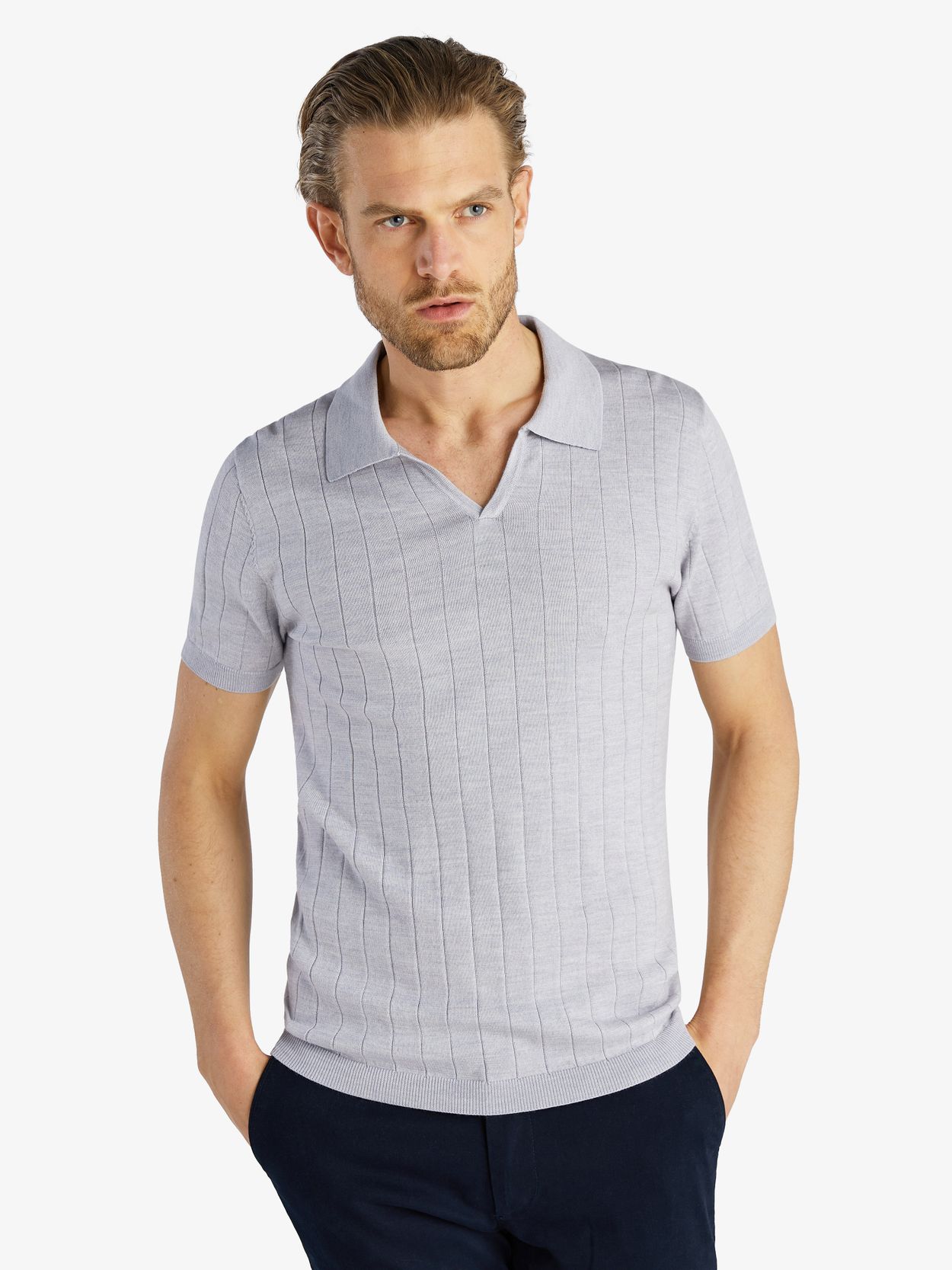 Grey Polo Shirt Merino