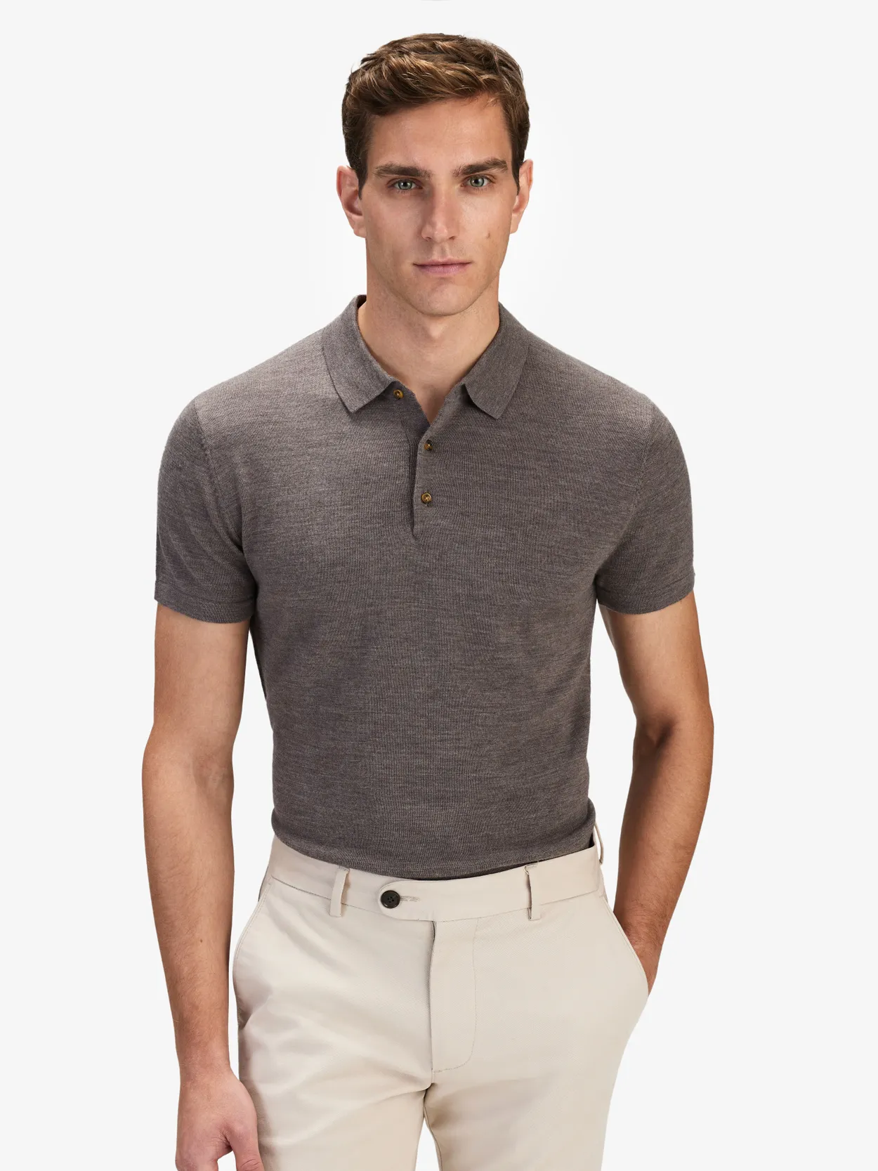 Brun Poloshirt Merinould