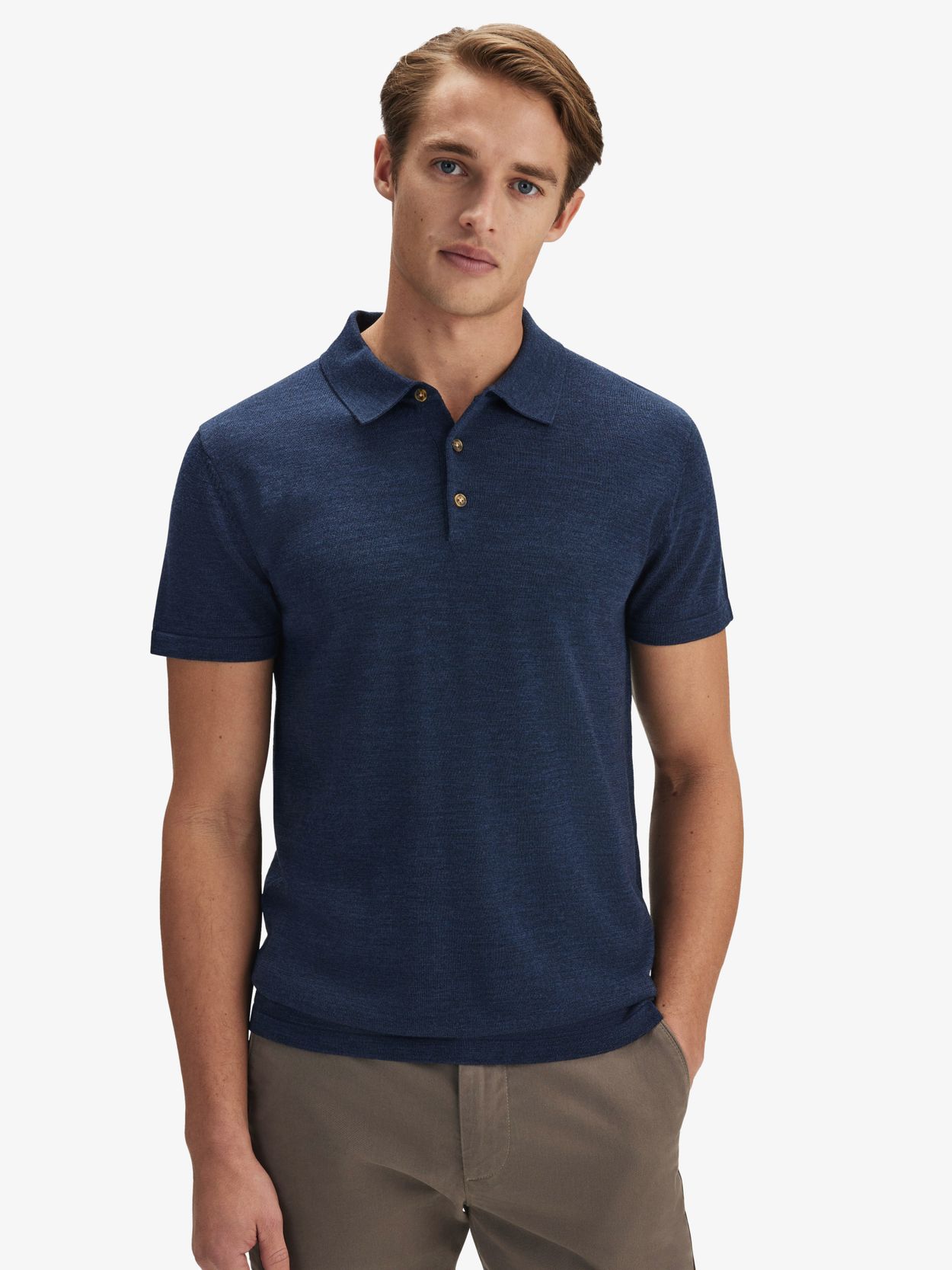 Mid Blue Polo Shirt Merino