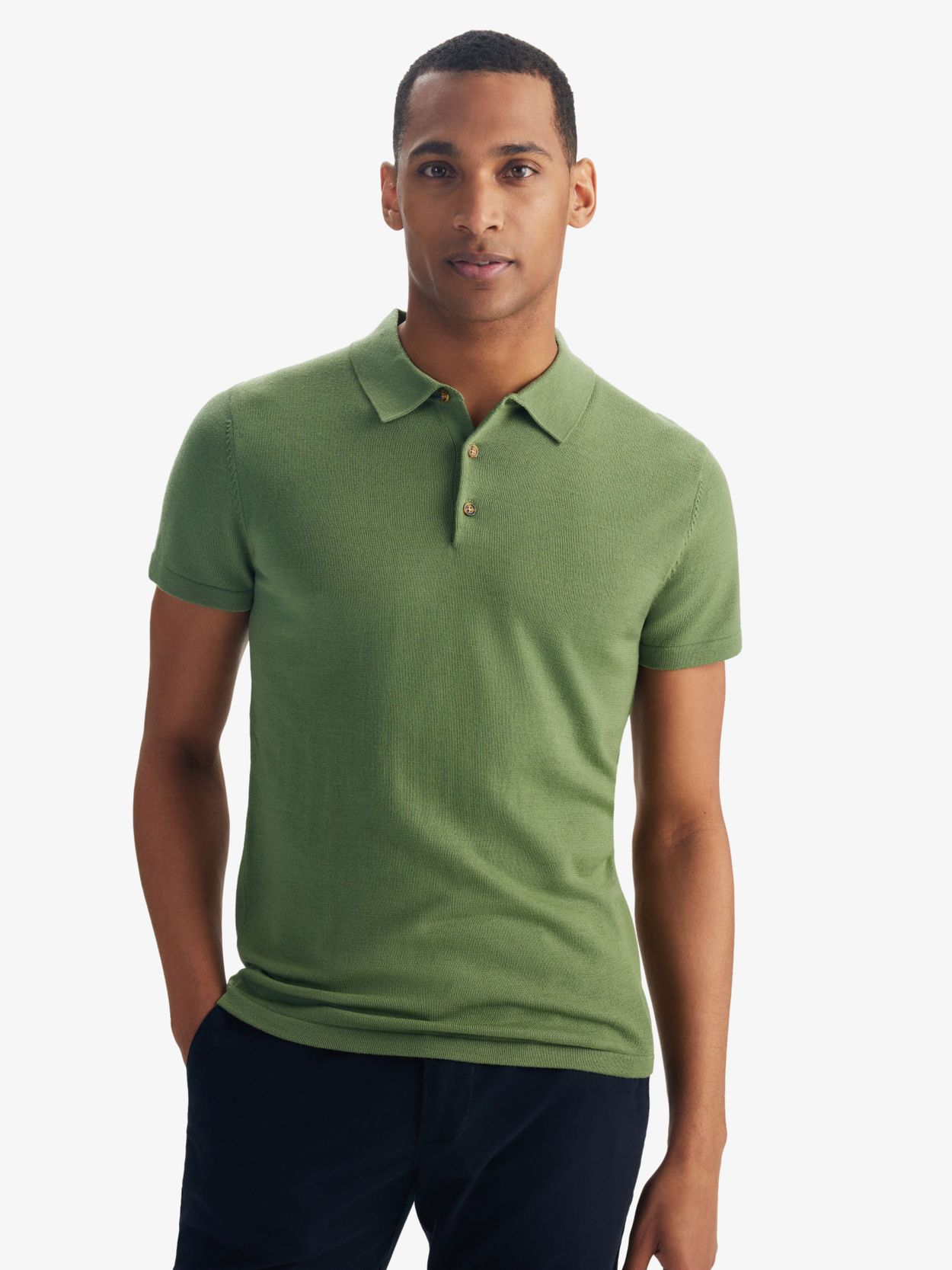 Olive Green Polo Shirt Merino