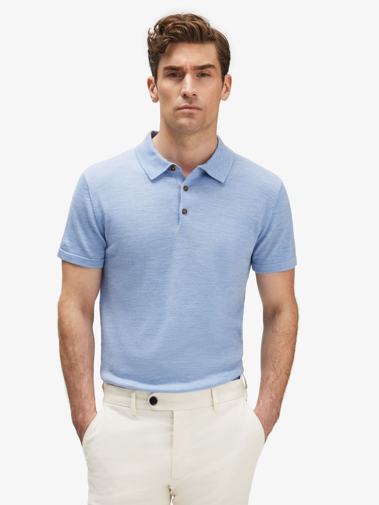 Light Blue Polo Shirt Merino