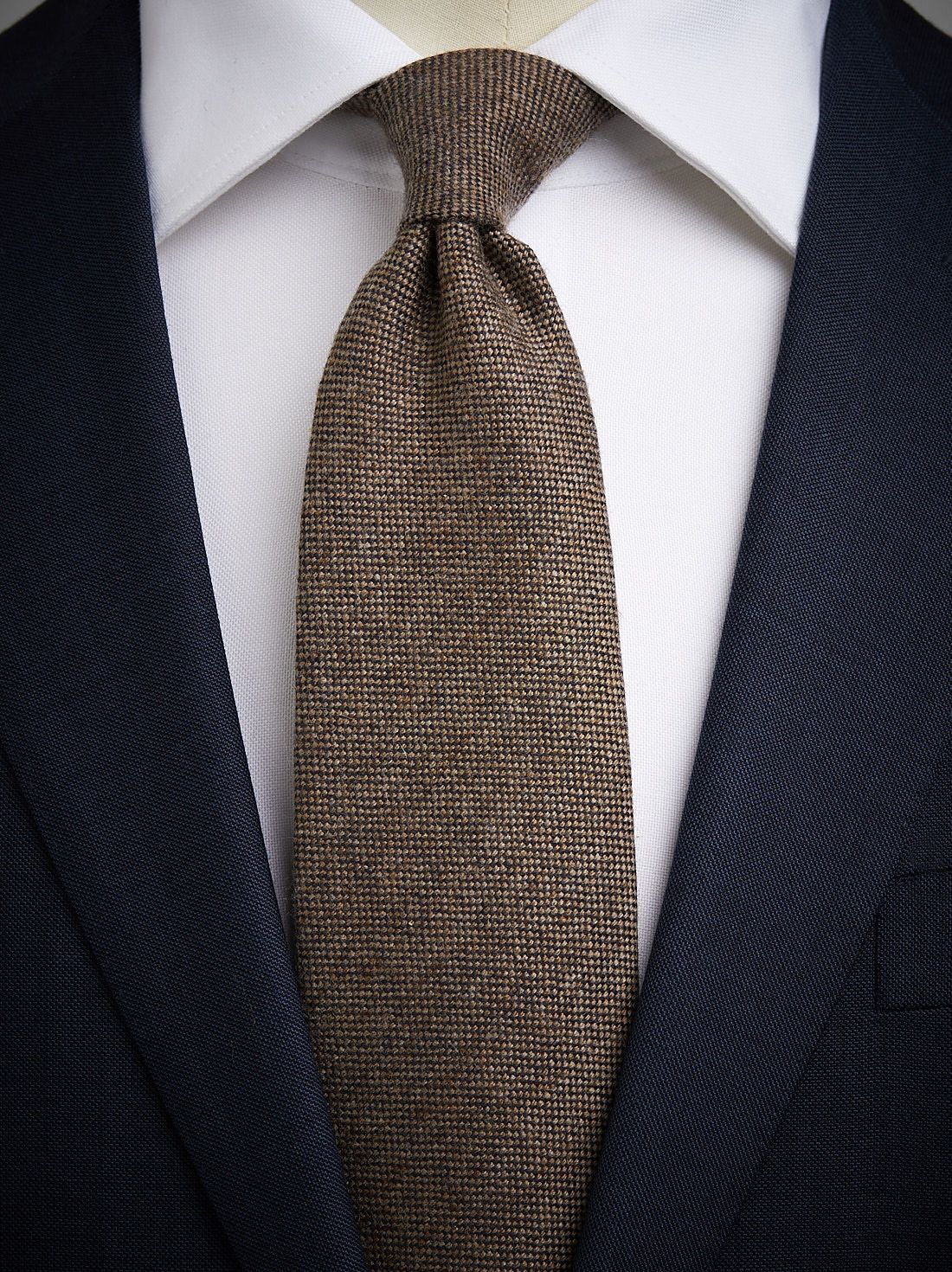 Forzieri Solid Brown Cashmere Extra-Long Tie at FORZIERI Canada