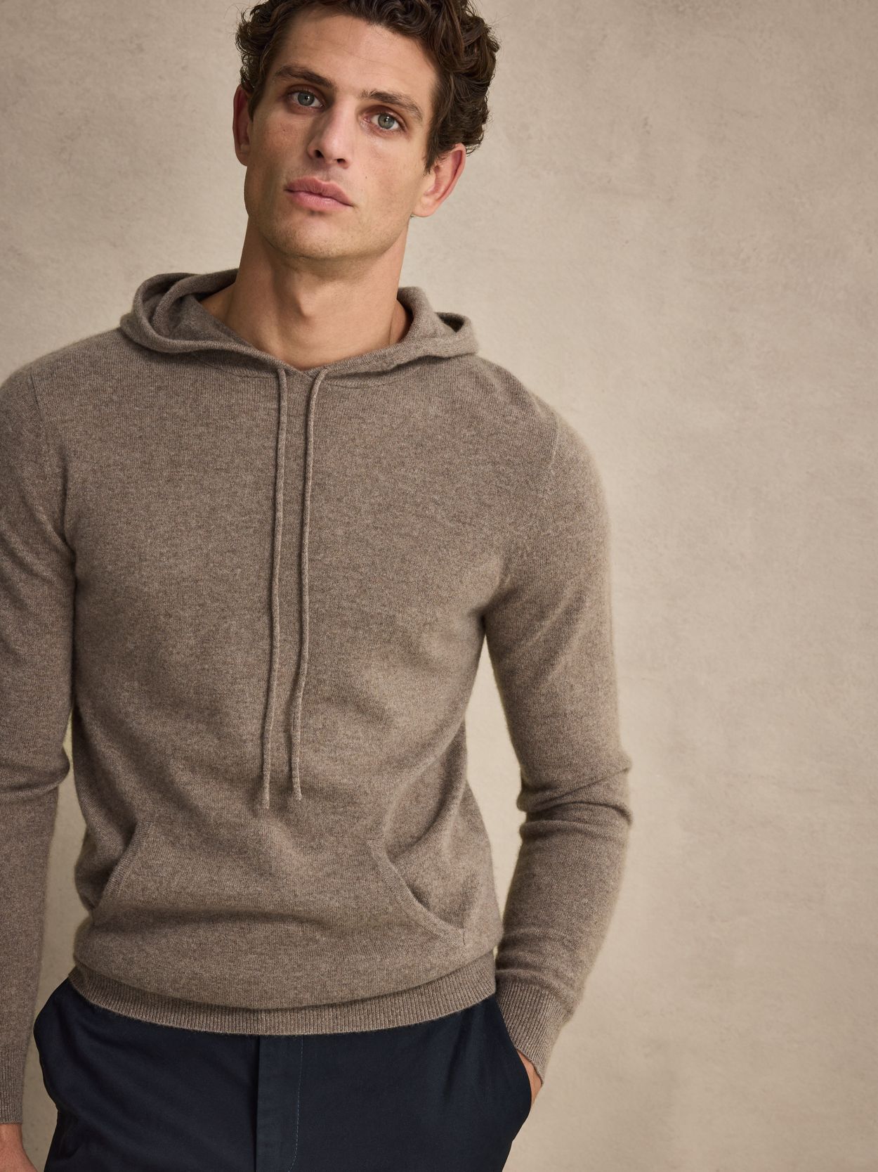 Brown Cashmere Hoodie - Men