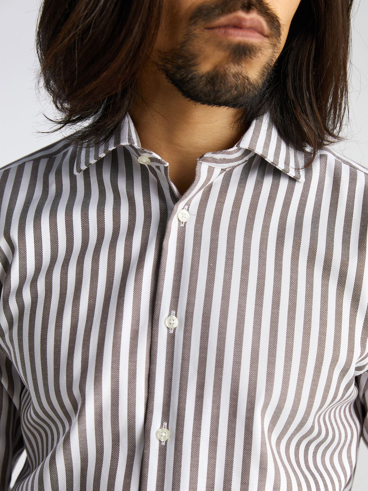 Brown Block Striped Shirt