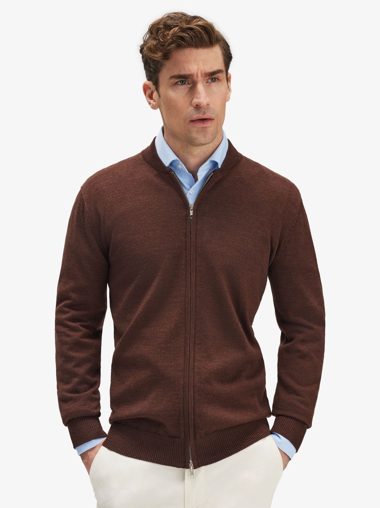 Mid Brown Zipper Sweater