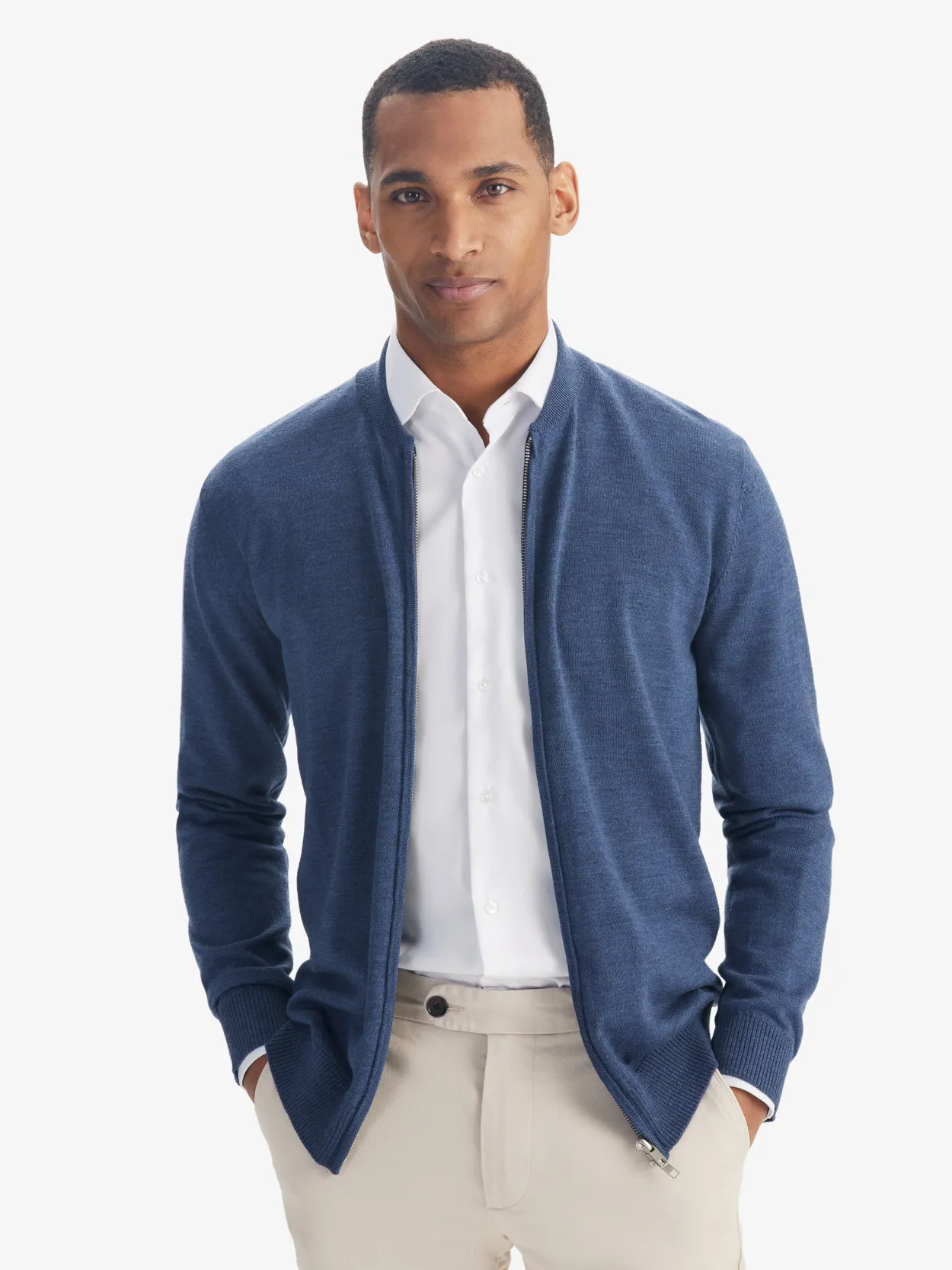 Mid Blue Zipper Sweater