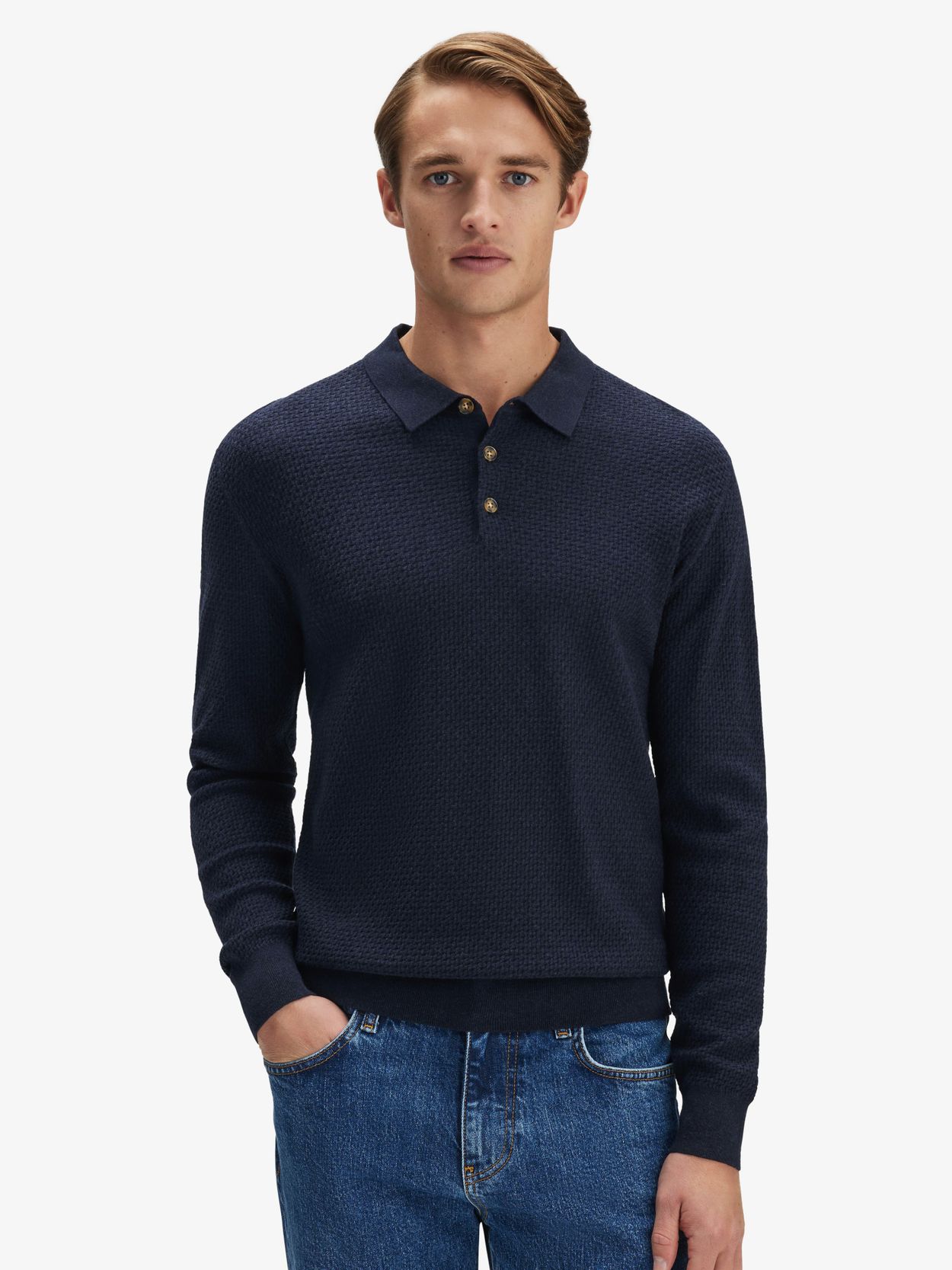 Blue Cashmere Blend Polo Shirt