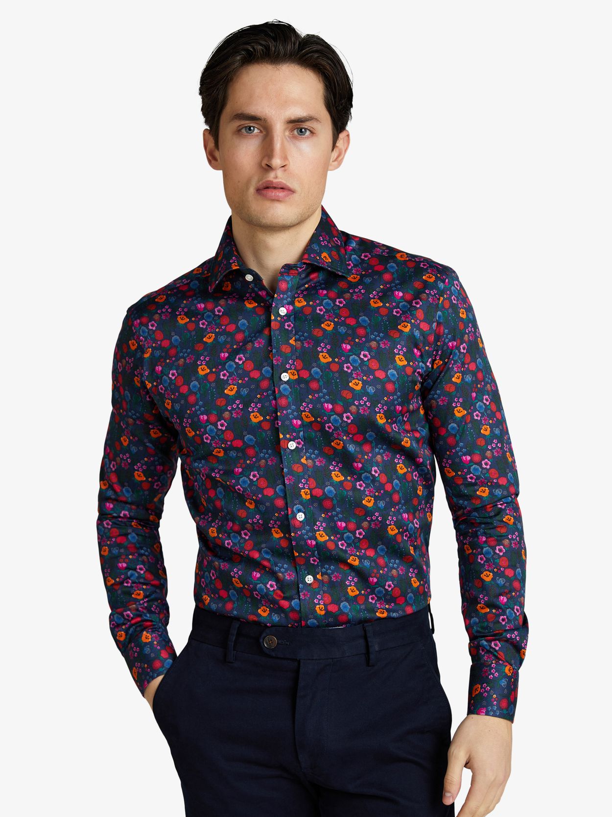 male floral shirt