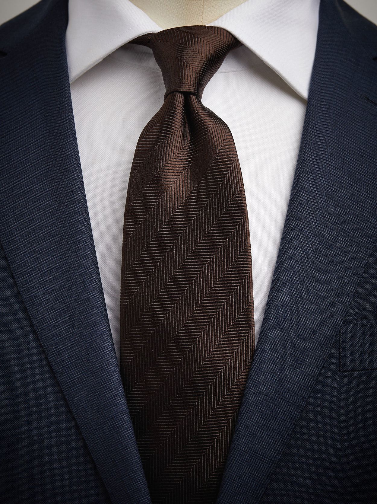 Brown Tie Herringbone