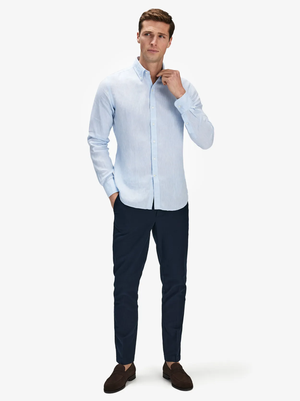 Washed Light Blue Linen Shirt