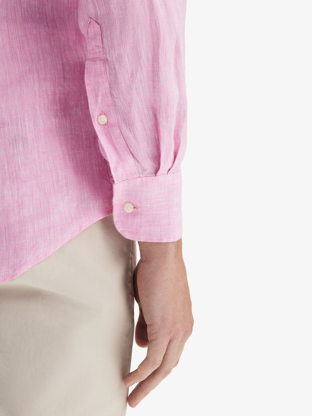 Jonas - Plain Linen Shirt Pink M Pink Europann