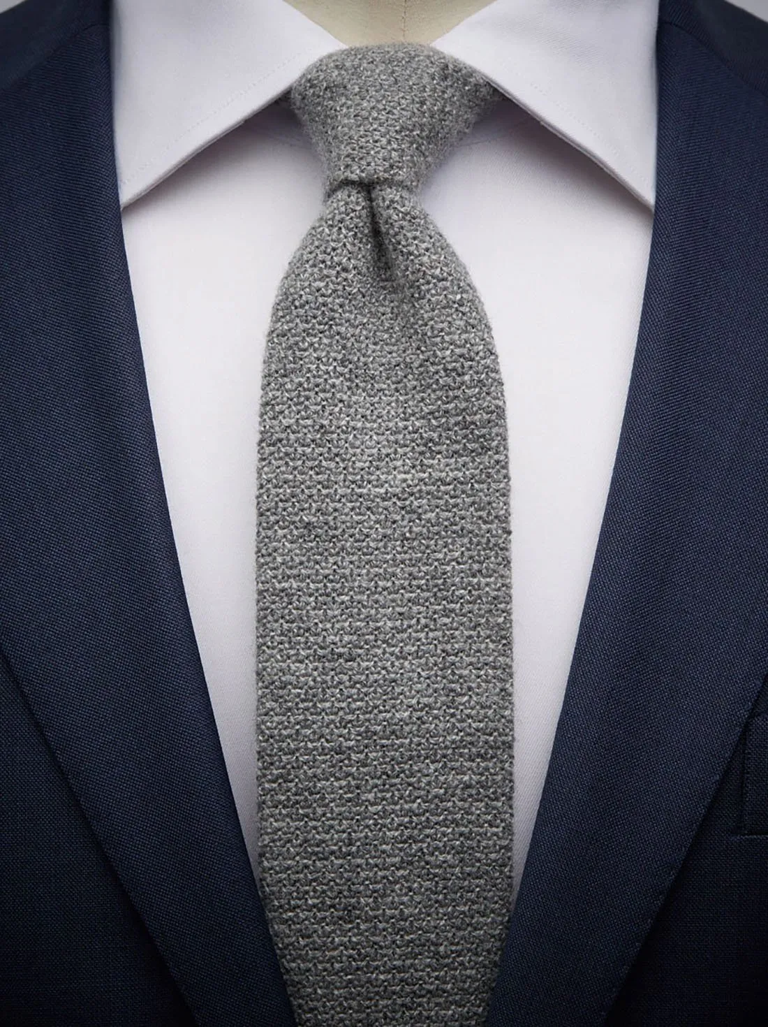 Grey Knitted Cashmere Tie