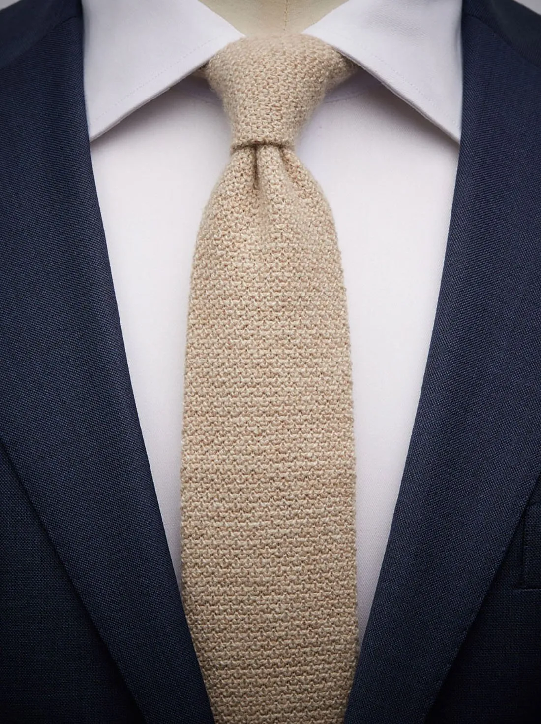 Beige Knitted Cashmere Tie