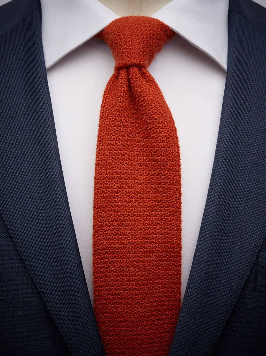 Orange Knitted Cashmere Tie 