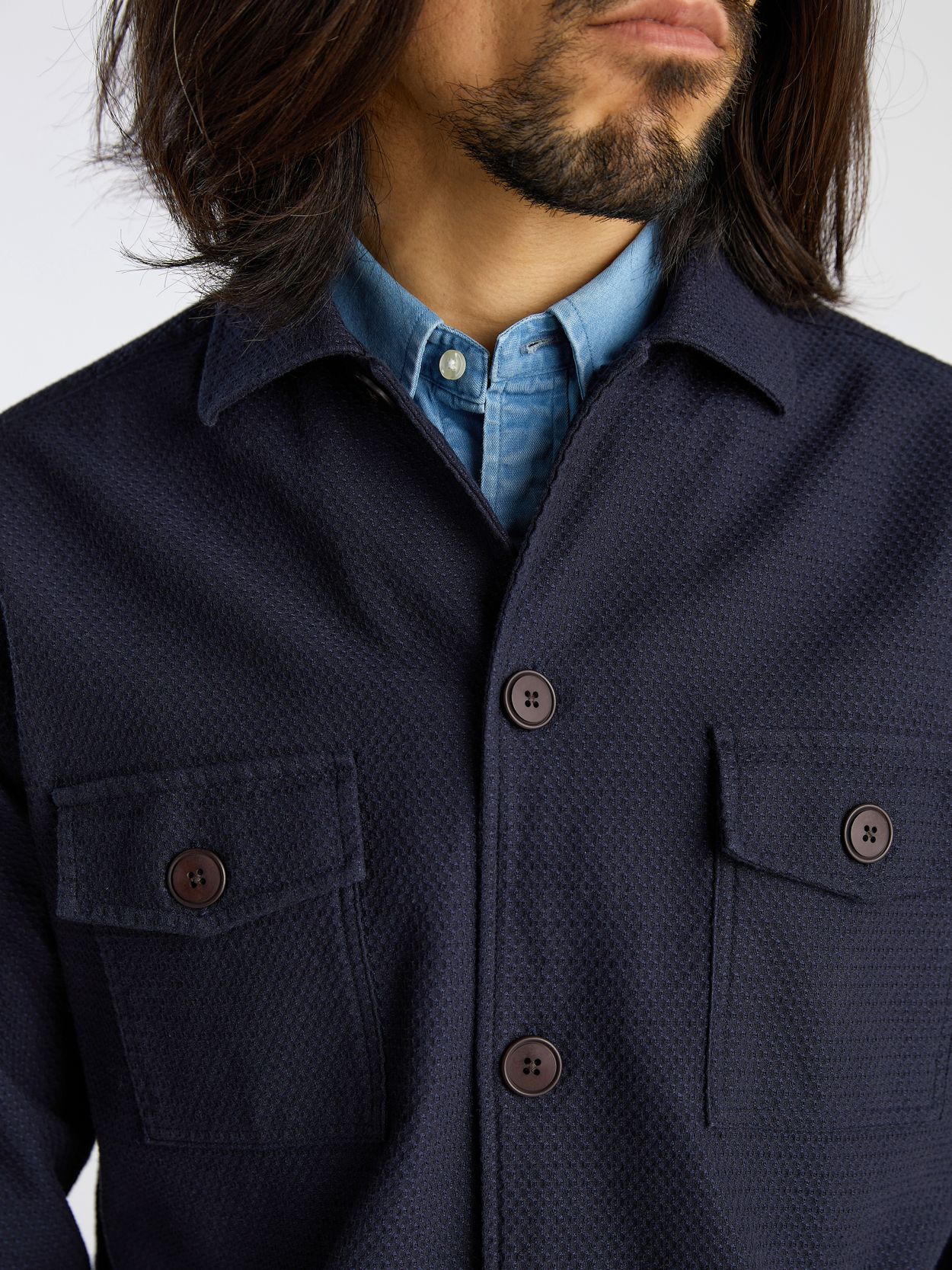 Blue Dobby Overshirt