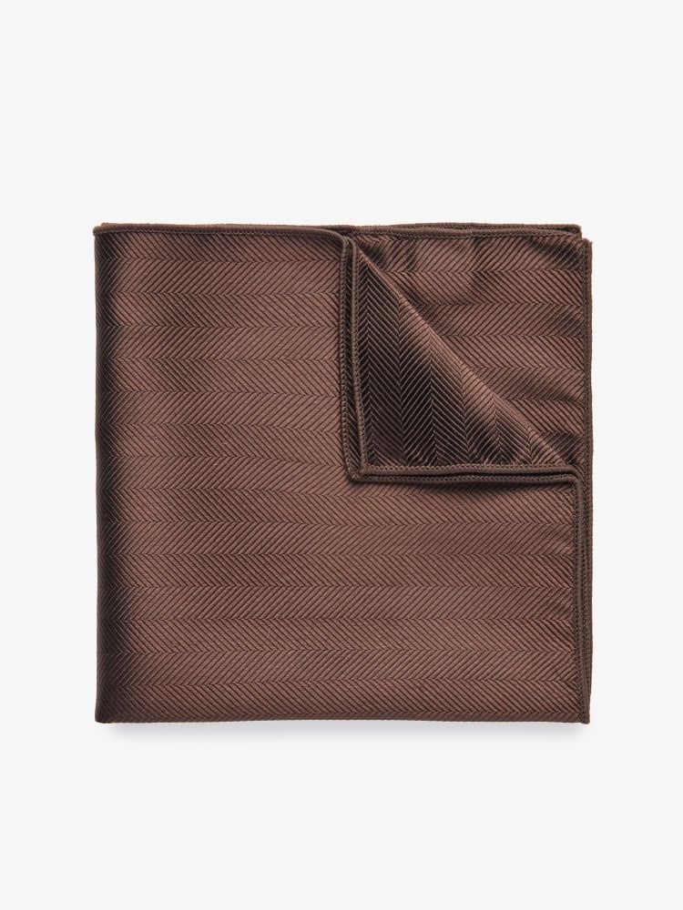 Brown Pocket Square Herringbone