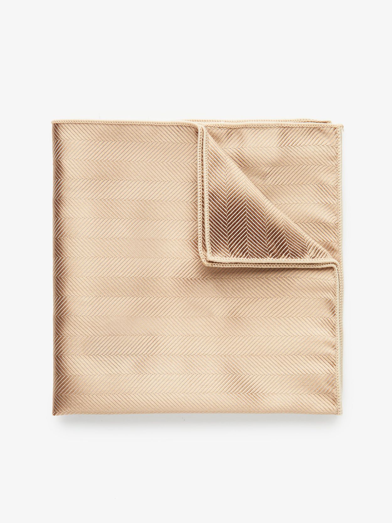 Champagne Herringbone Pocket Square