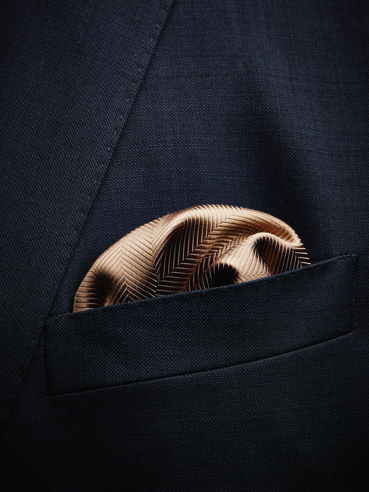 Champagne Herringbone Pocket Square