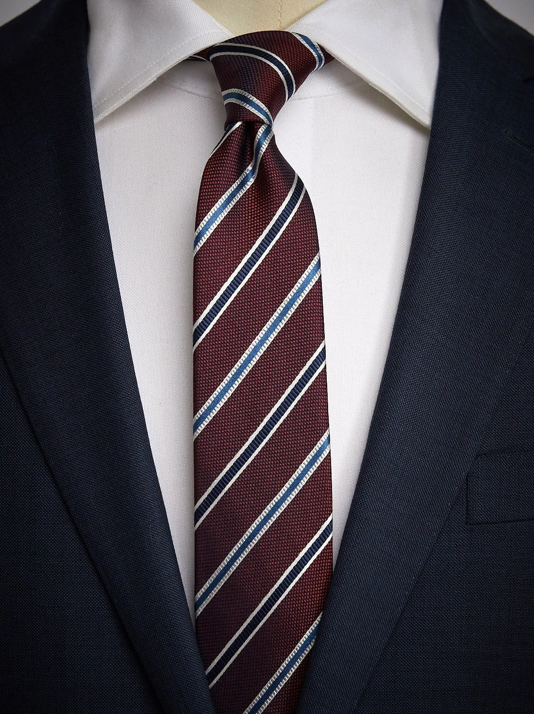Burgundy & Blue Tie Striped