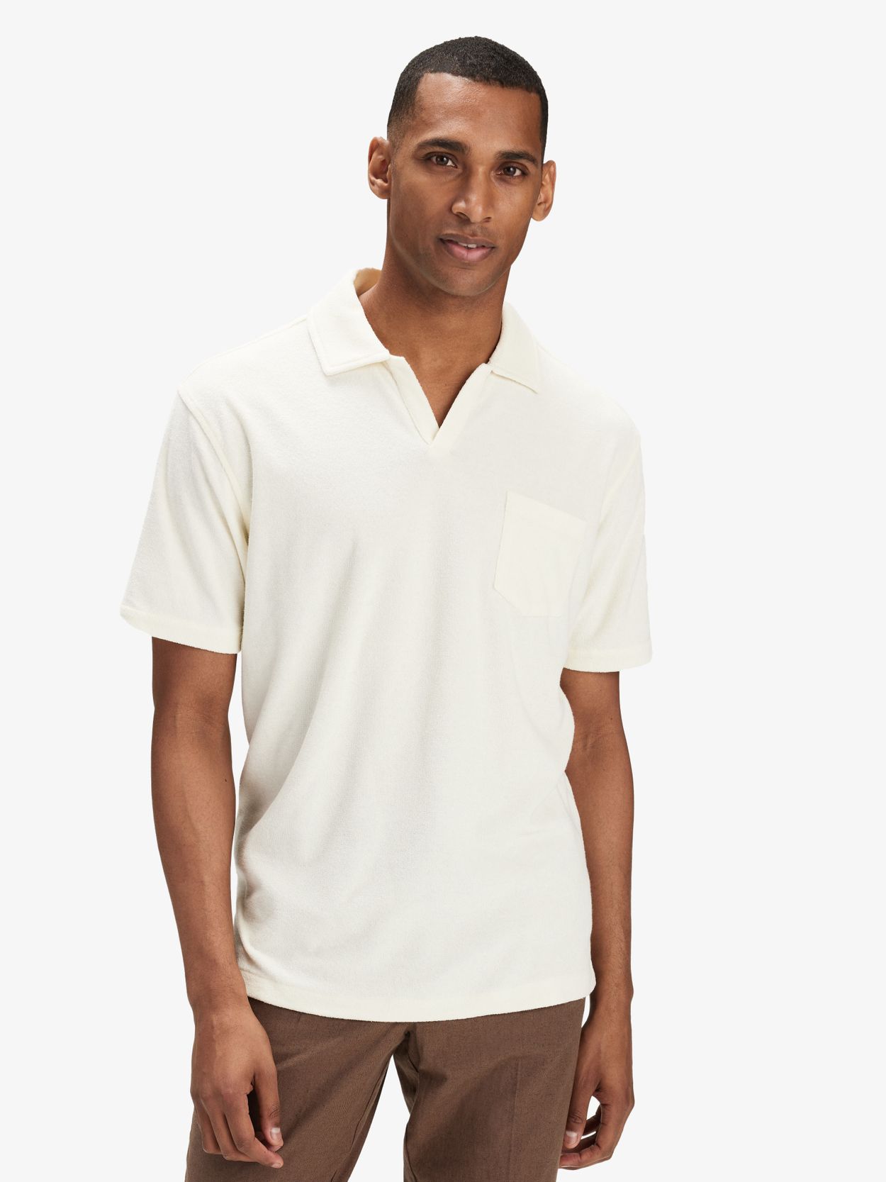 Cream White Terry Polo