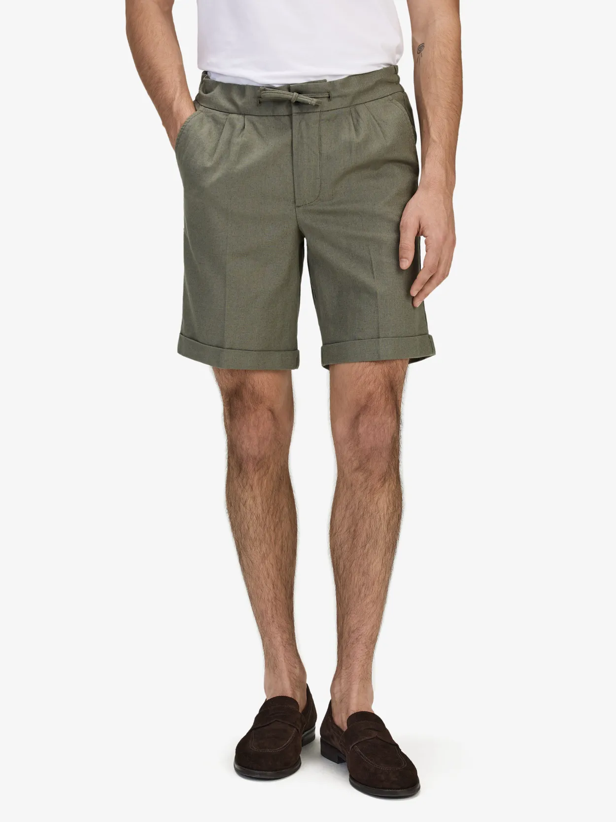 Green Shorts Linen Cotton