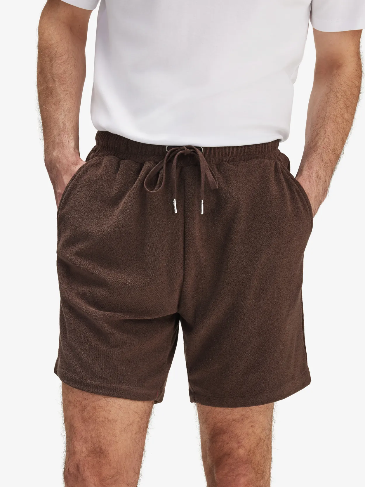 Shorts en Éponge Marron Foncé