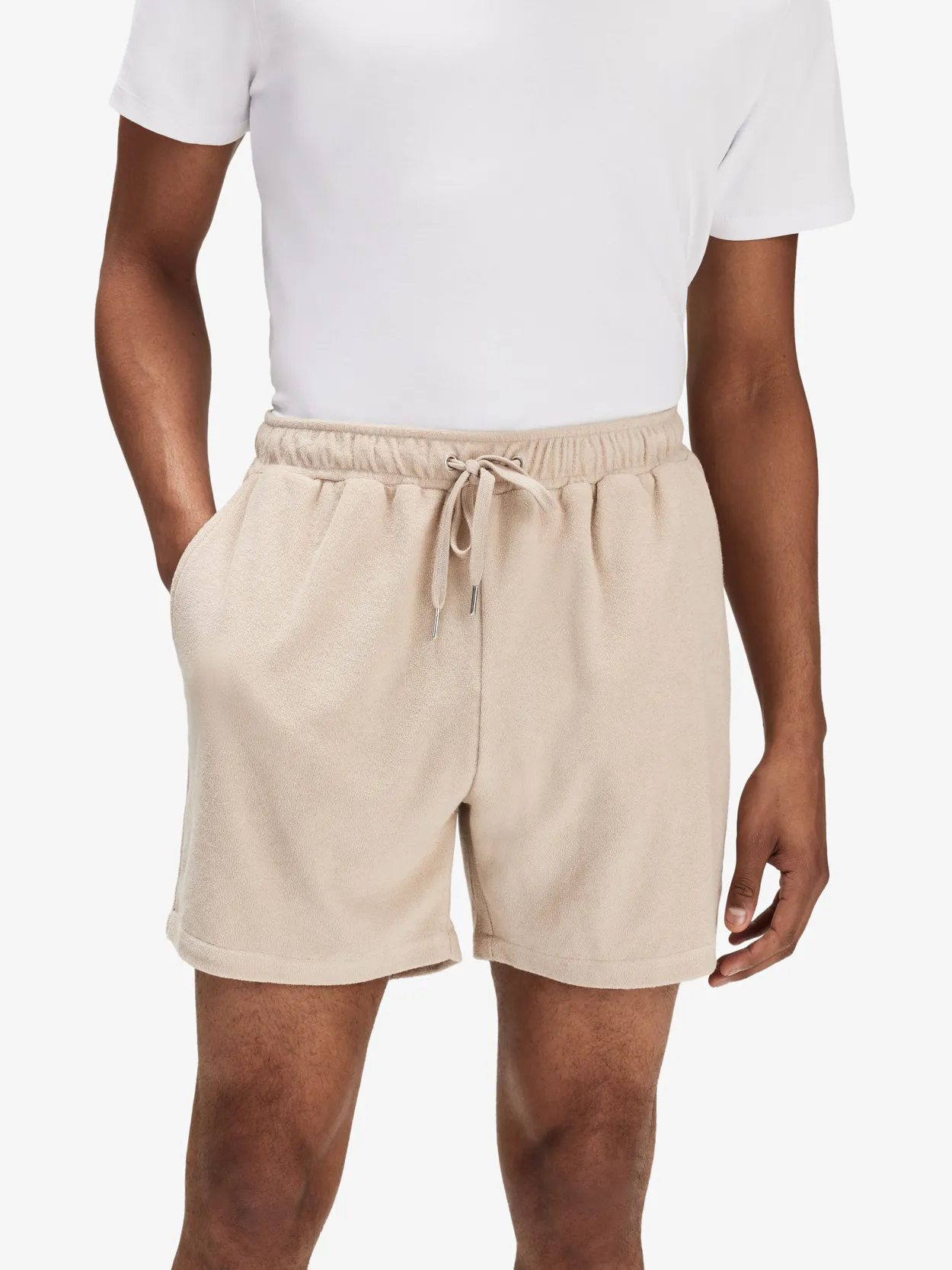 Sandfarbene Terry-Shorts