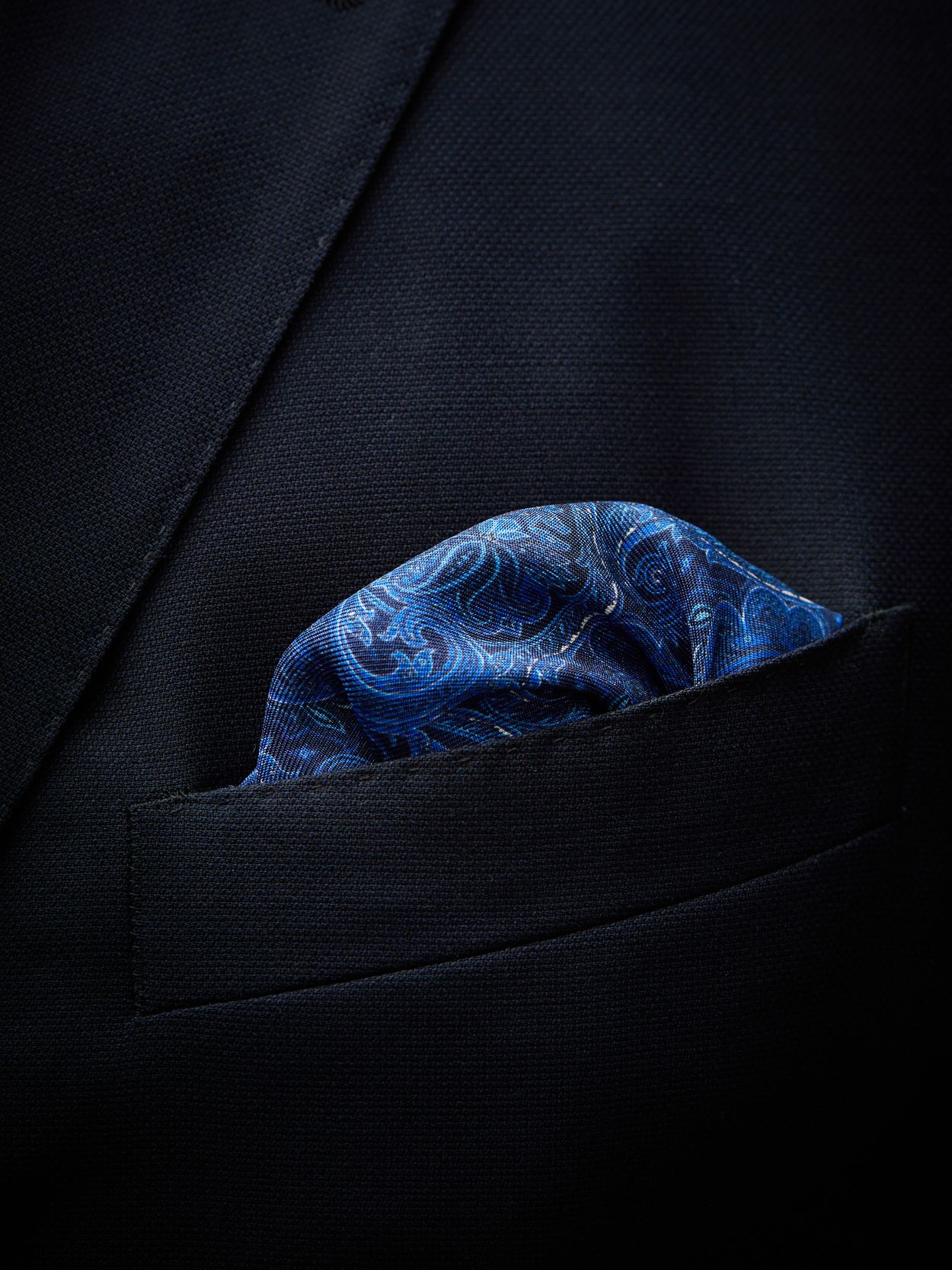 Blue Pocket Square Big Paisley