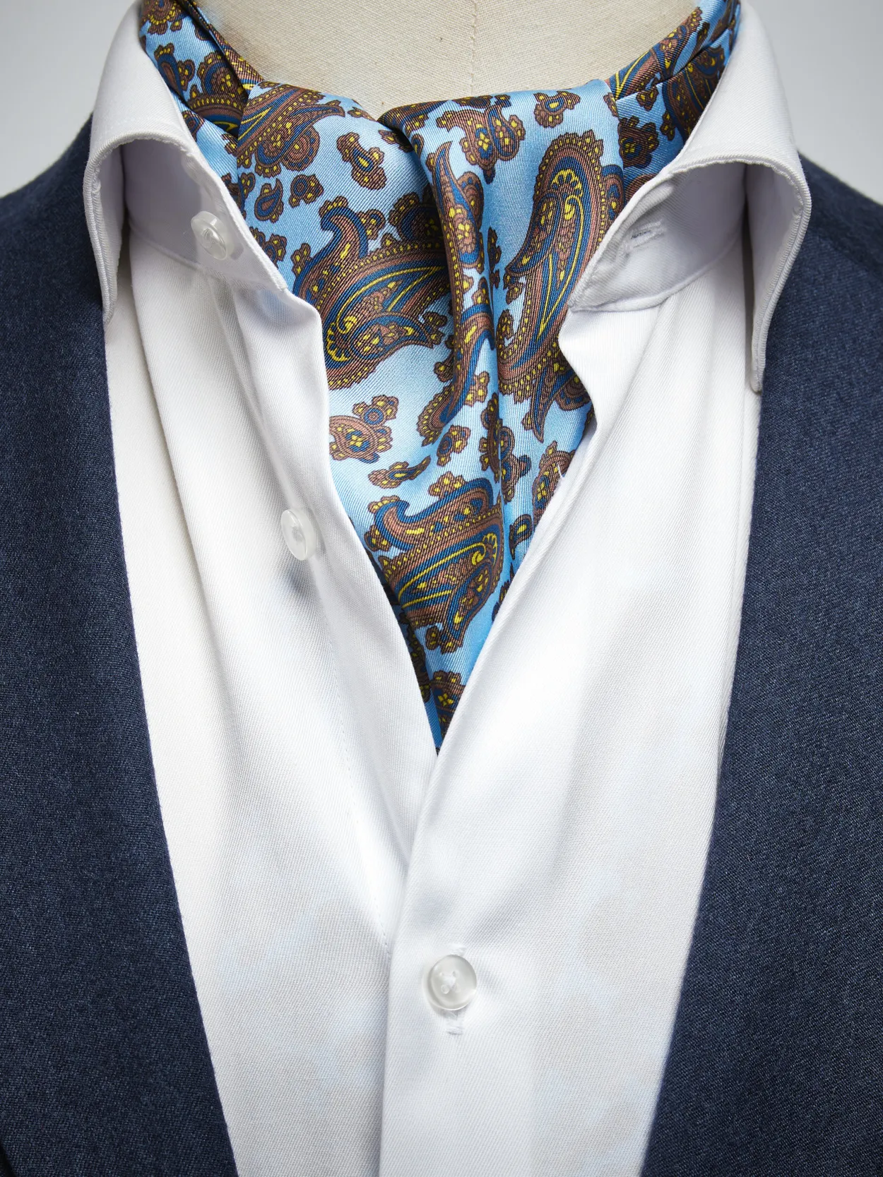 Men's 100 Silk Scarf Long Double Layer Neckerchief Cravat Suit Shirt  Black Blue