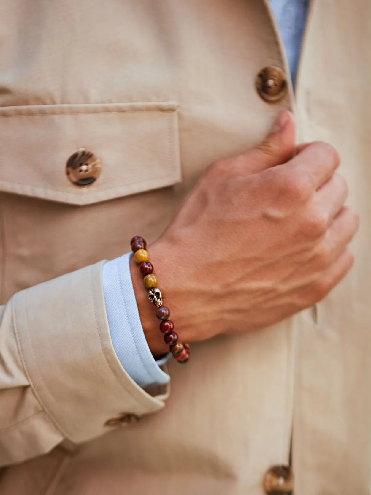 Mens red store beaded bracelets