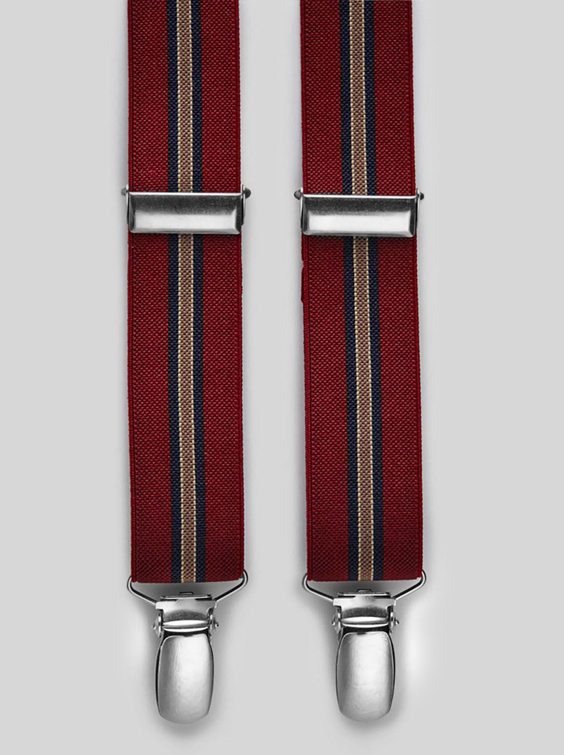 Burgundy Striped Suspenders 