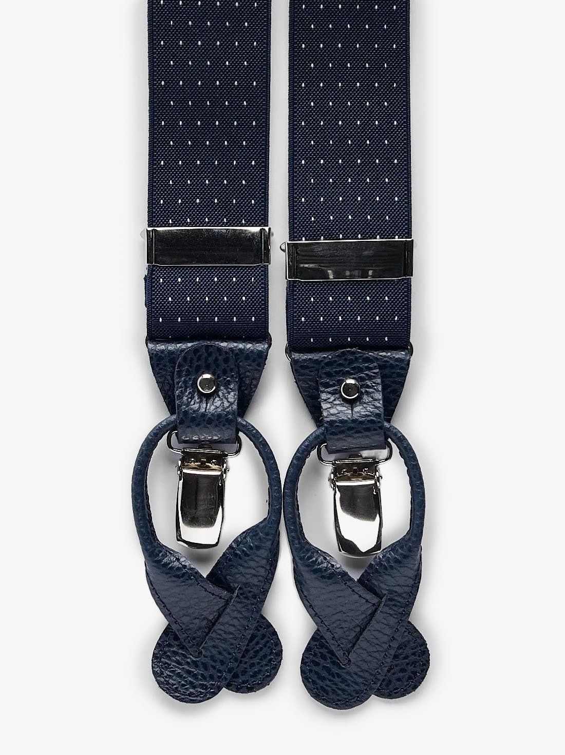 Blue Leather Suspenders