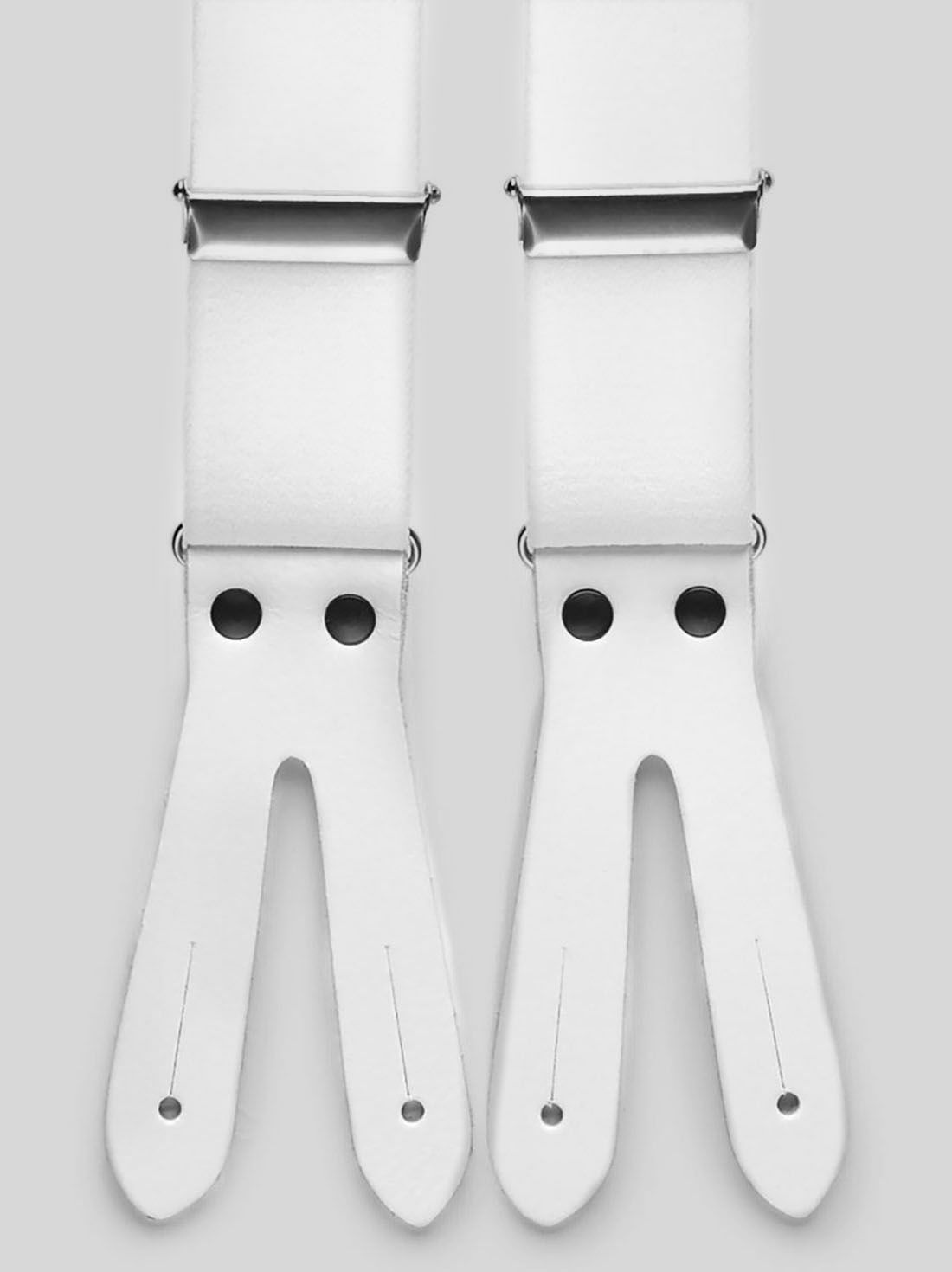 White Leather Suspenders