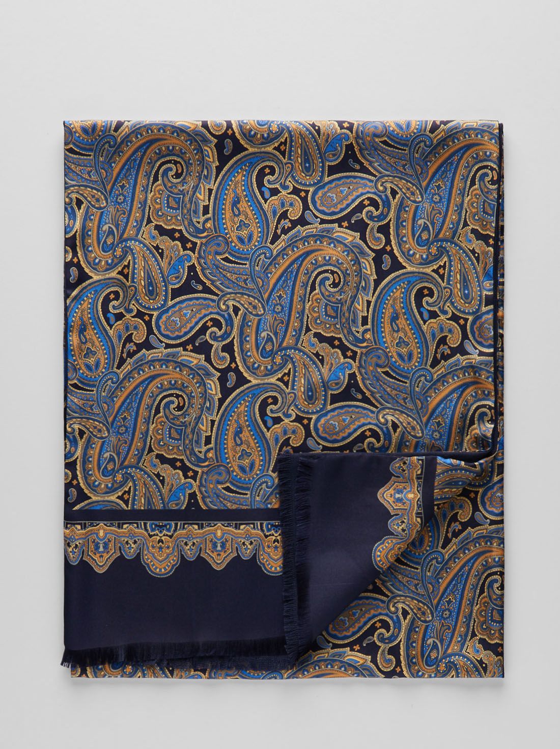 Dark Blue Wool & Silk Scarf 