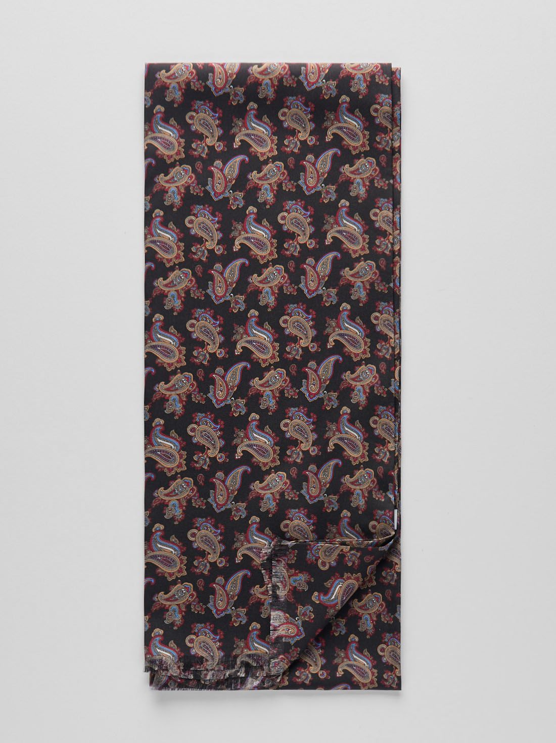 Black Silk Scarf Paisley 