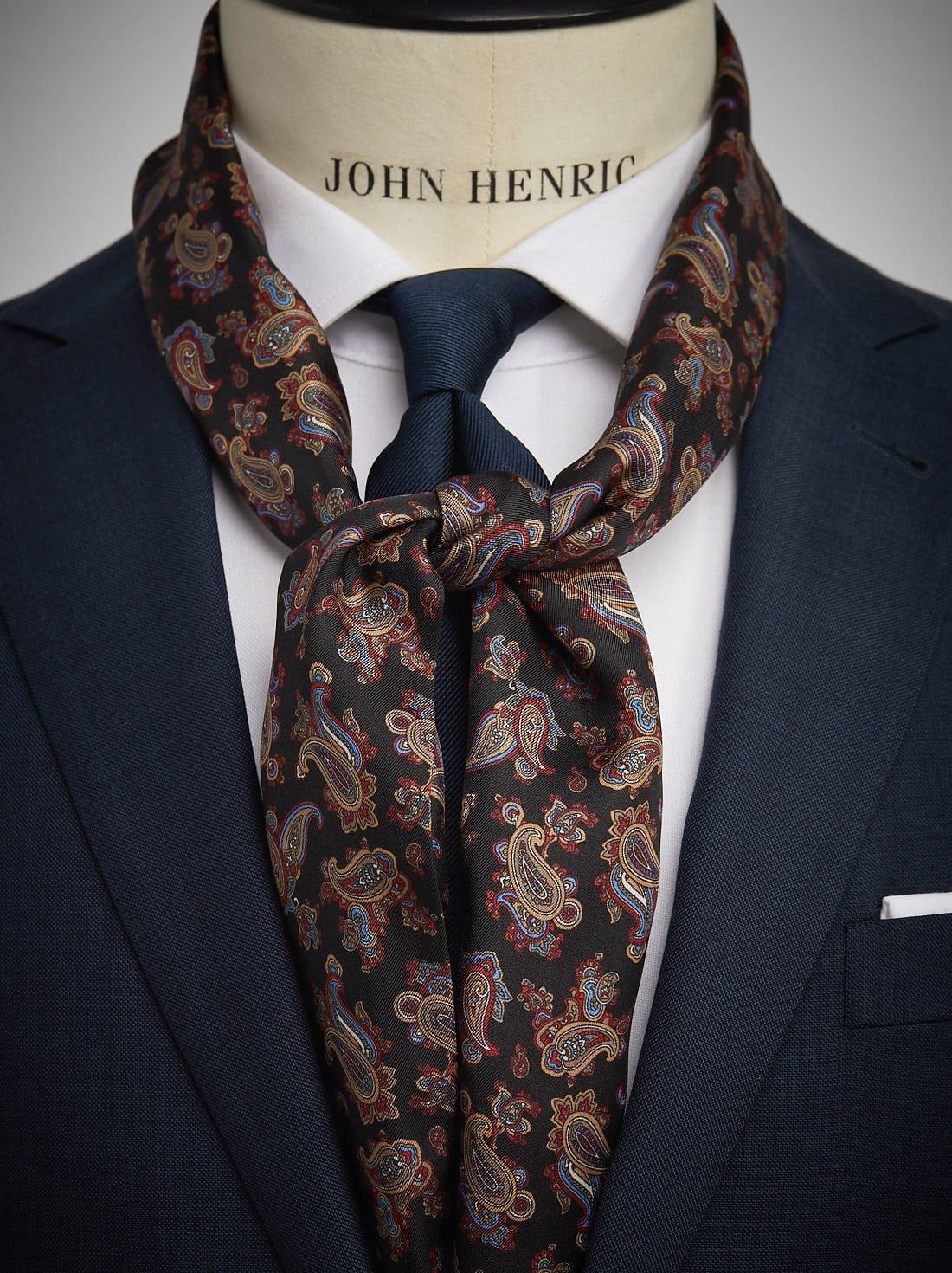 Black Silk Scarf Paisley