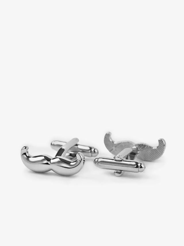 Silver Cufflinks Mustache