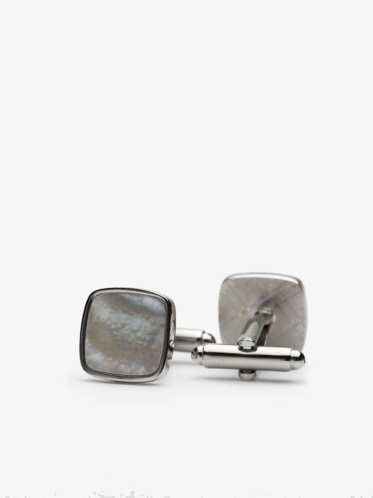 Boutons de manchette argent carrés