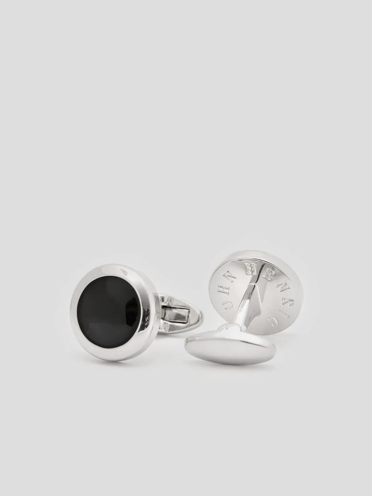 Boutons de manchette ronds Noir & Argent