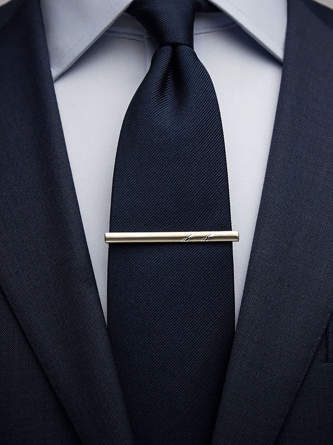 Set Van Vier Stropdas Clips Voor Heren - Zakelijke, Formele Accessoires Passend Bij Standaard Stropdassen Luxe Stropdas Clip Van Roestvrij Staal Keperstructuur En Glad Oppervlak
