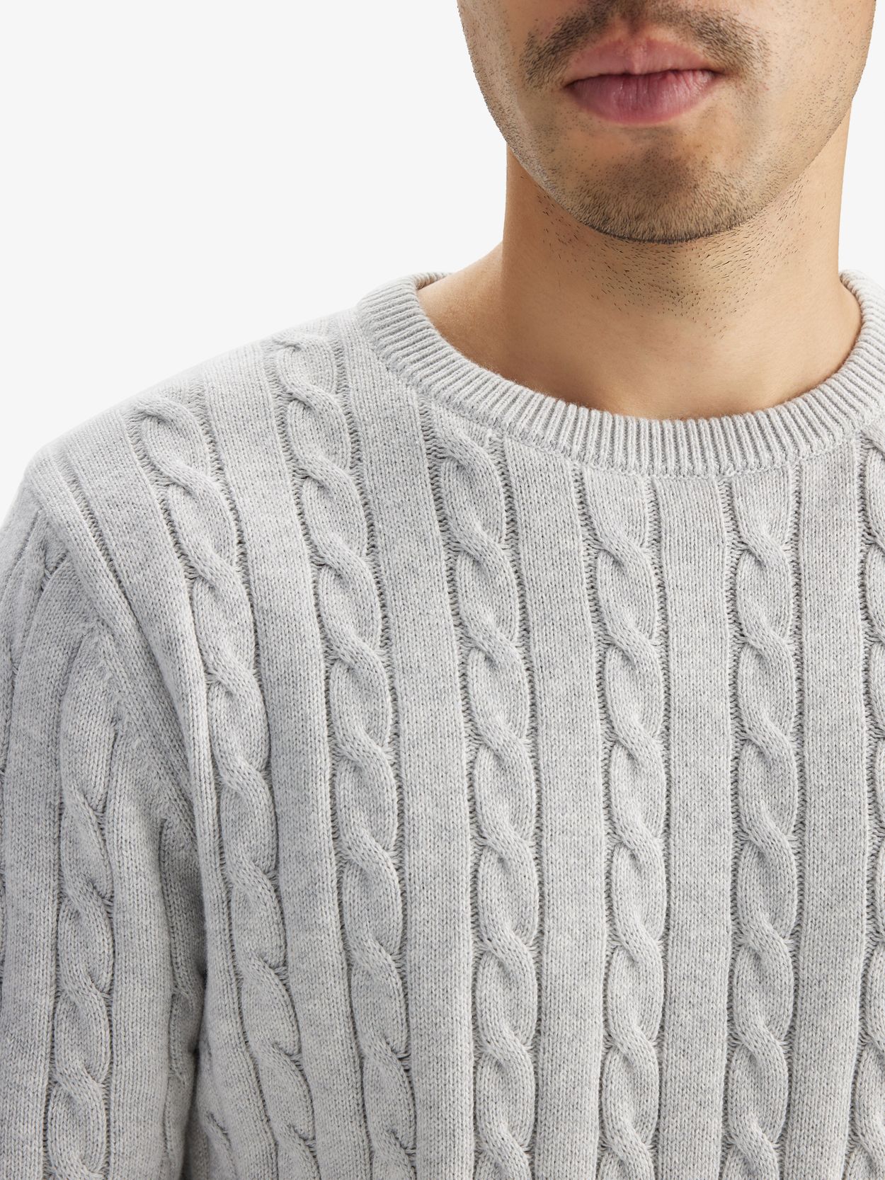 Men's Grey Cotton Crewneck Sweater