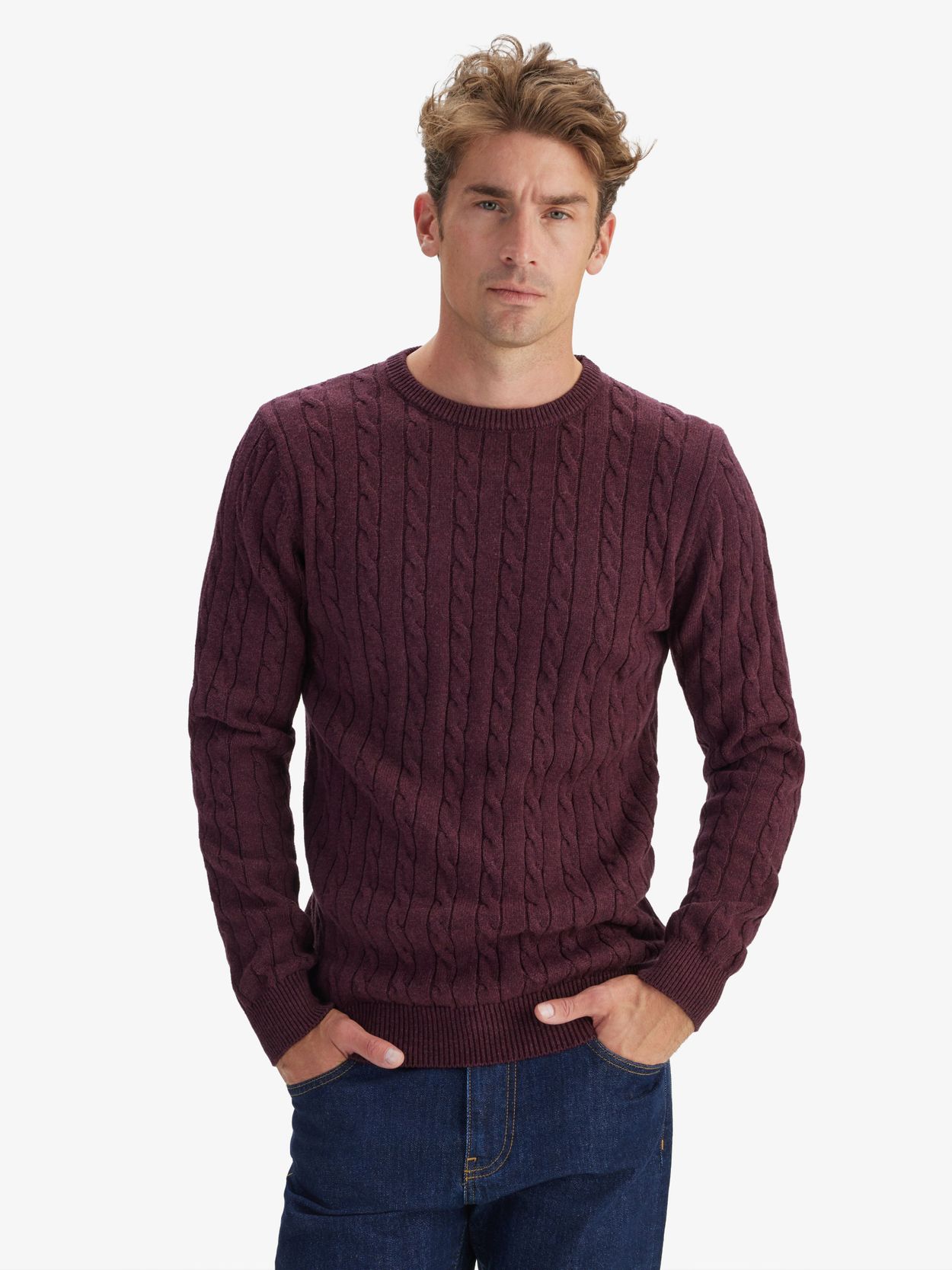 Burgundy cable knit clearance sweater