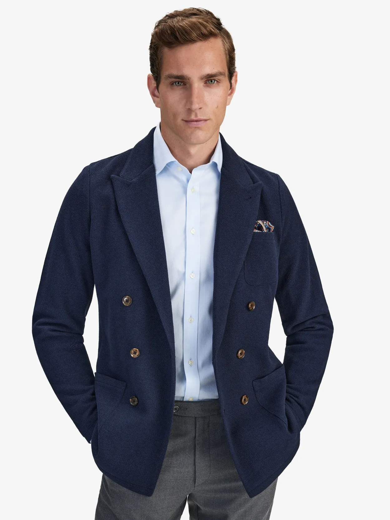 Blazer Tricoté Bleu Foncé