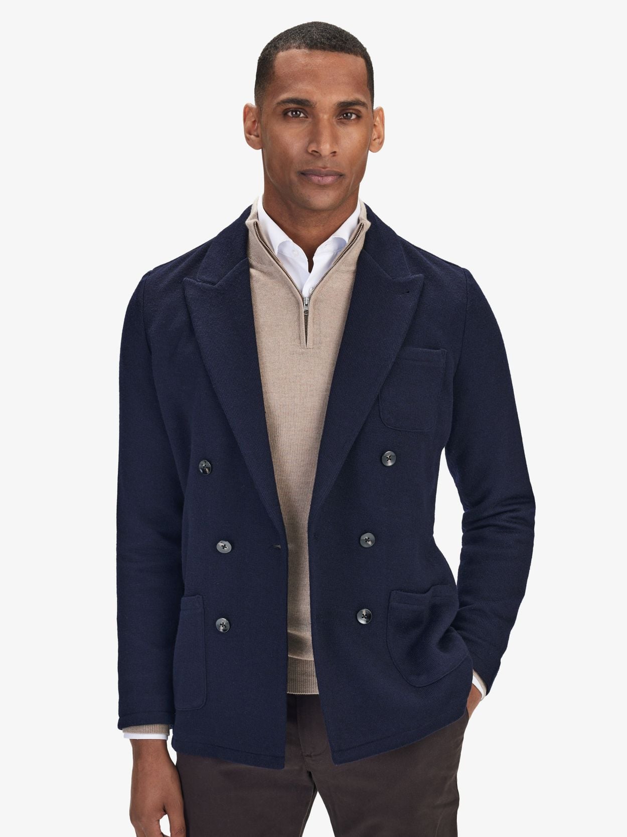 Blauwe Gebreide Blazer Online kopen John Henric