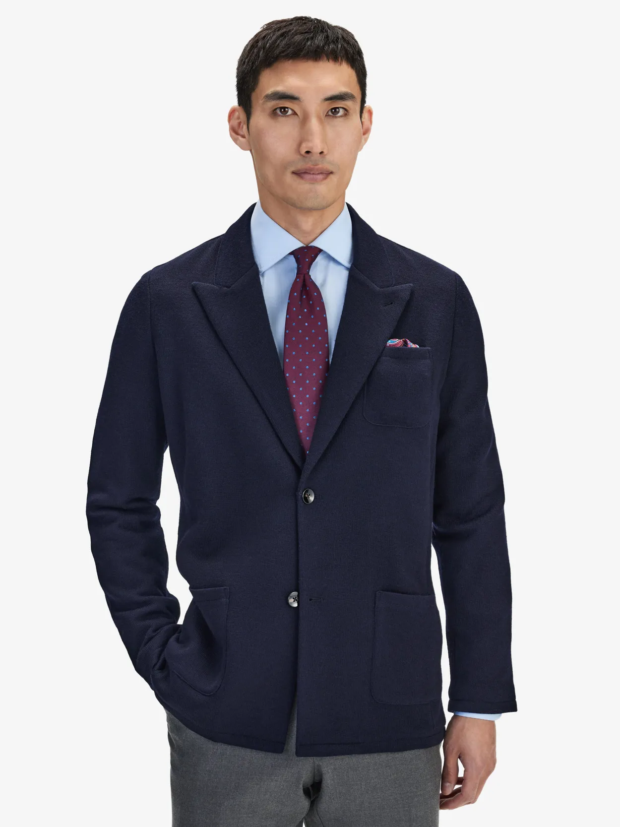 Blauwe Gebreide Blazer