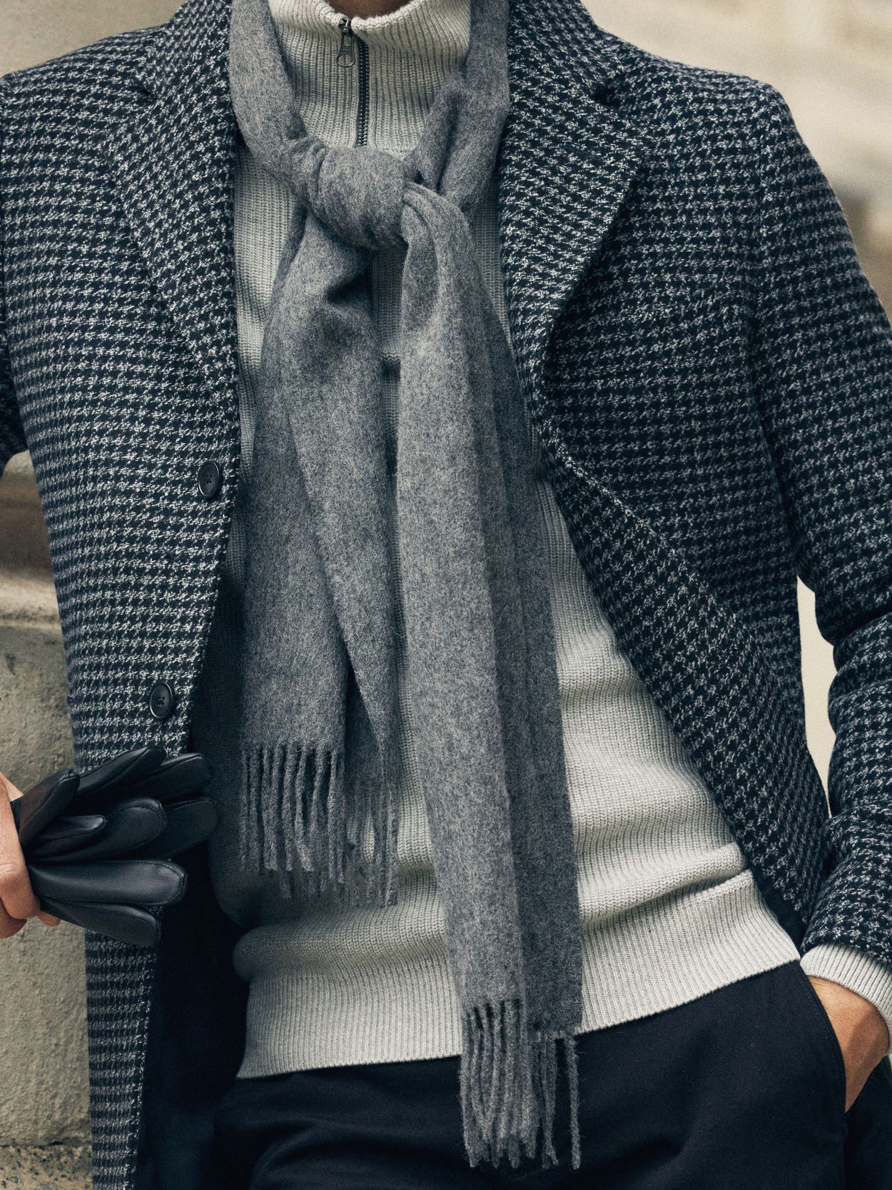 Mid Grey Winter Scarf Wool