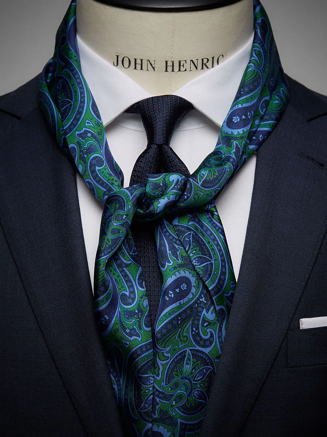 Green Silk Scarf Paisley