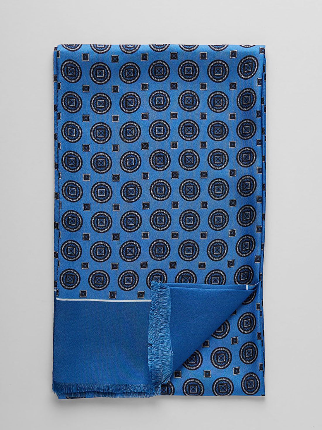 Blue Silk Scarf Geometric