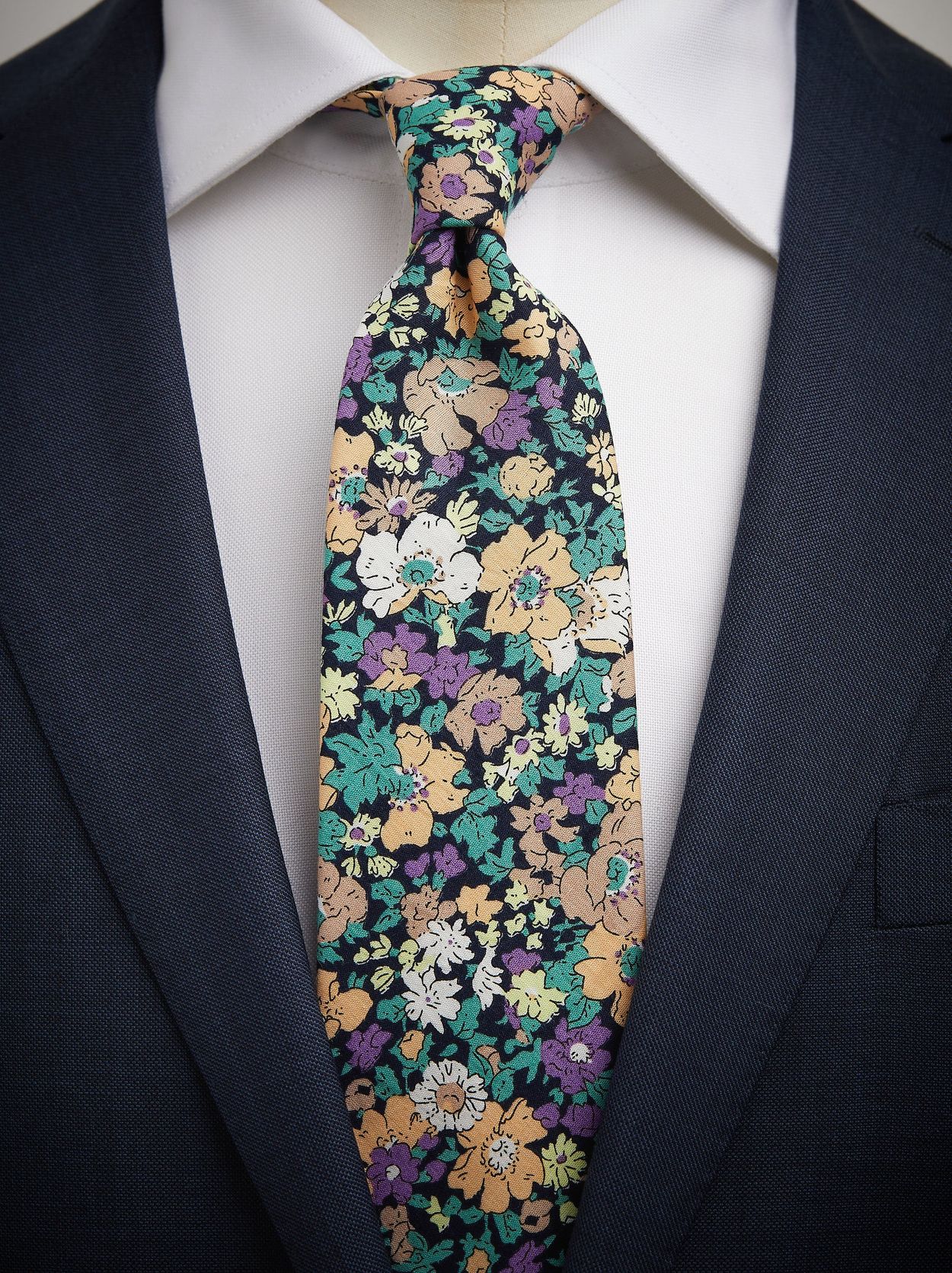 Green & Purple Tie Cotton Floral