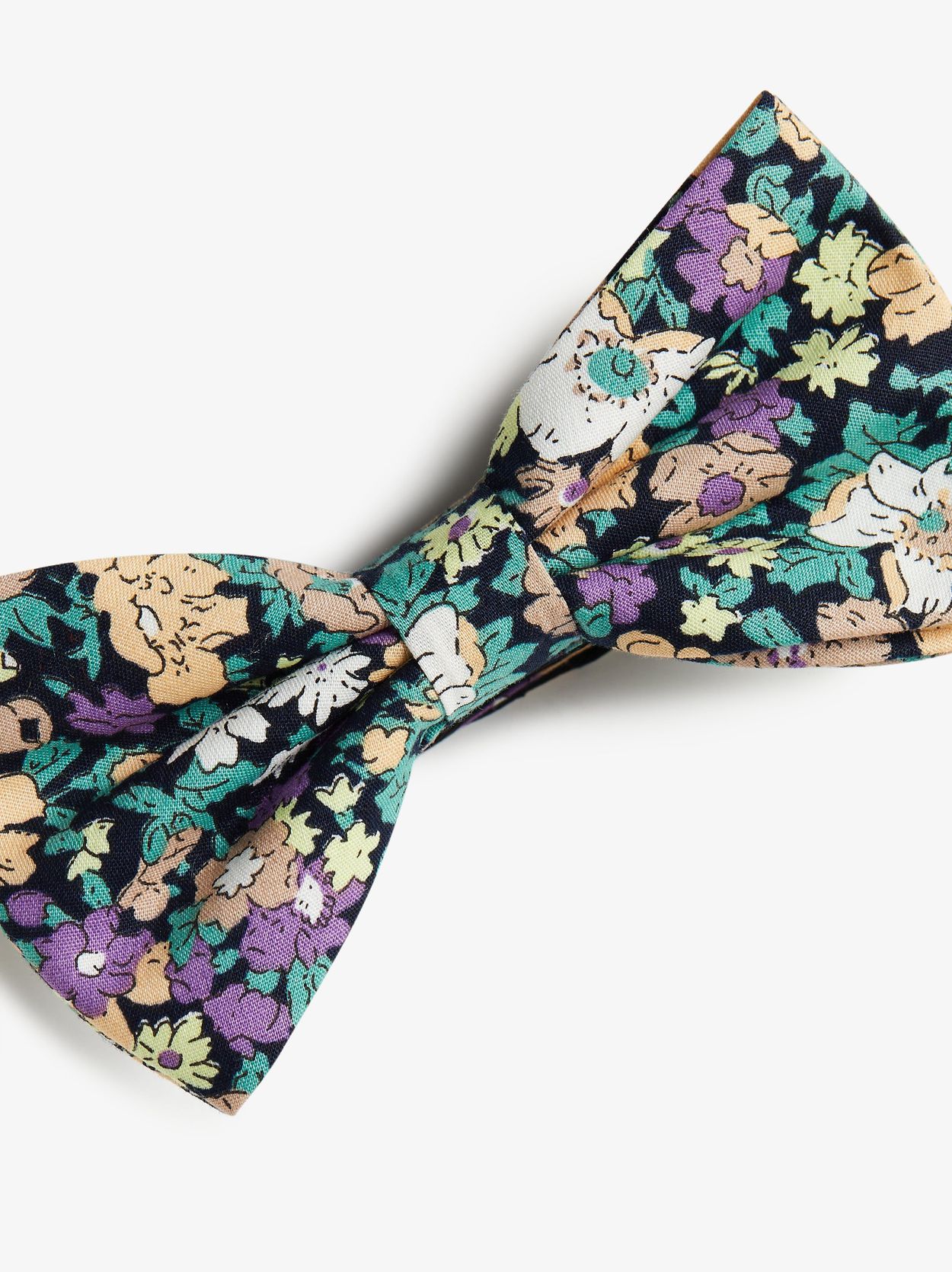 Green & Purple Bow Tie Cotton Floral 